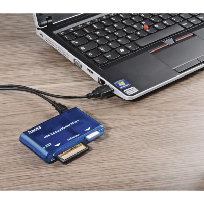 Hama USB 2.0 Multi Card Reader 35 in 1, blue 55348
