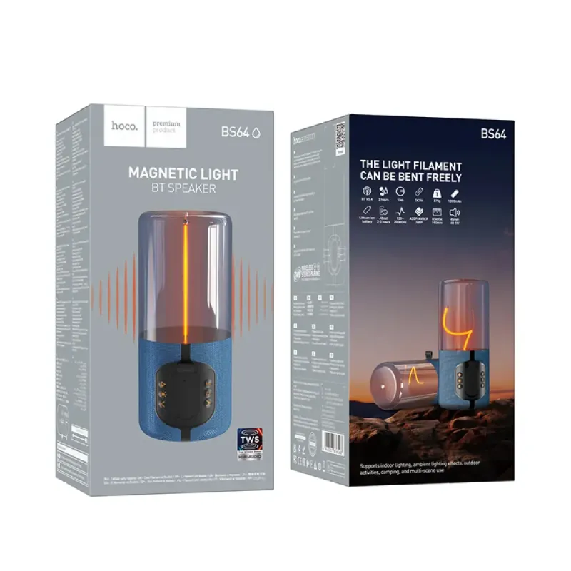 Hoco BS64 Φορητό Ηχείο Wireless Rocker V5.4 TWS 5W 1200mAh FM Micro SD USB AUX Μπλε