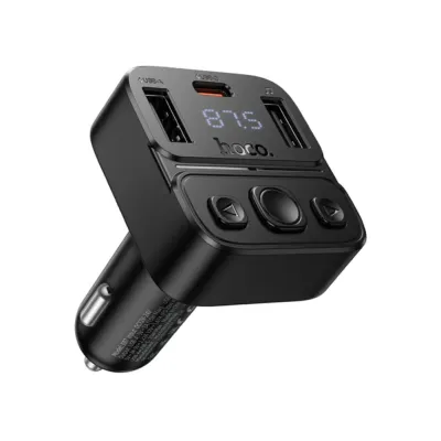 Hoco E87 Bluetooth FM Transmitter Delta 35W με 2xUSB-A και 1xUSB-C PD20W BT5.4 Υποστηρίζει Αναπαραγωγή Μουσικής απο USB και Απάντηση Κλήσεων