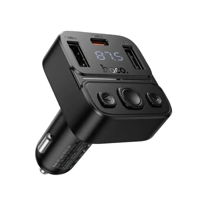Hoco E87 Bluetooth FM Transmitter Delta 35W με 2xUSB-A και 1xUSB-C PD20W BT5.4 Υποστηρίζει Αναπαραγωγή Μουσικής απο USB και Απάντηση Κλήσεων