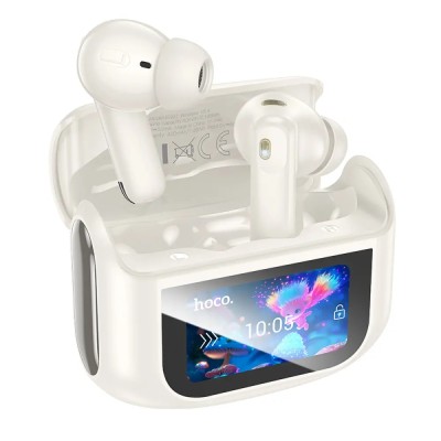 Hoco EQ21 Wireless Hands Free Sandy 400mAh v5.4 με ANC ENC TWS 7 Ώρες Ομιλίας και Οθόνη Αφής Λευκά