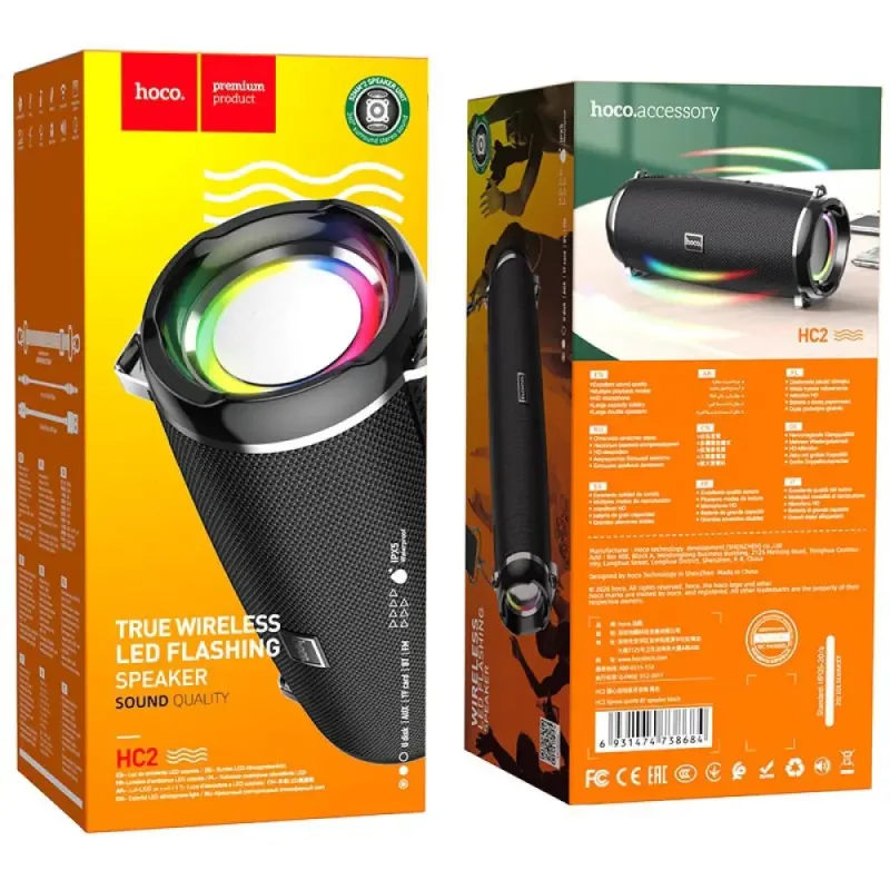 Hoco HC2 Φορητό Ηχείο Wireless Xpress TWS Μαύρο V5.0 2x5W 2400mAh IPX5 Ενσωματωμένο Μικρόφωνο FM USB AUX θύρα Micro SD και LED Φωτισμό