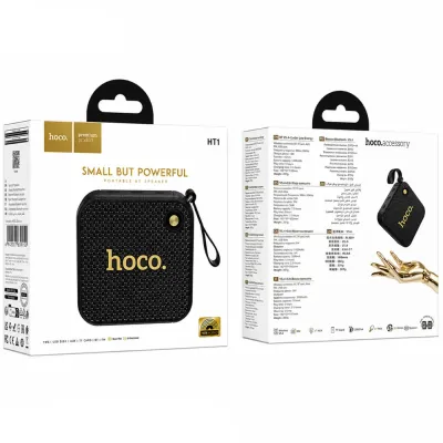 Hoco HT1 Φορητό Ηχείο Wireless Marquis v5.4 TWS 8W 1500mAh FM MicroSD USB AUX Μαύρο