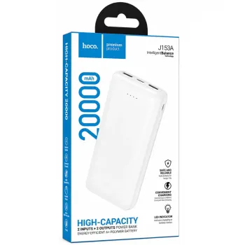 Hoco J153A Power Bank Stability 10W 20000mAh 2xUSB-A 1xUSB-C 1xMicroUSB και LED Ένδειξη Μπαταρίας Λευκό