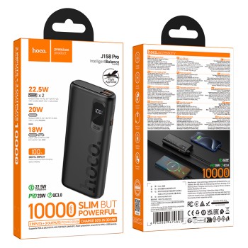 HOCO J158 Pro Power Bank 10000 mAh 22.5W, Runner  black 
