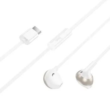 Hoco M115 Hands Free Sagacious USB-C Universal Earphones Hi-Fi Stereo με Μικρόφωνο Λευκά 1.2m Συμβατά με Όλες τις USB-C Συσκευές