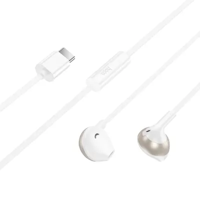 Hoco M115 Hands Free Sagacious USB-C Universal Earphones Hi-Fi Stereo με Μικρόφωνο Λευκά 1.2m Συμβατά με Όλες τις USB-C Συσκευές