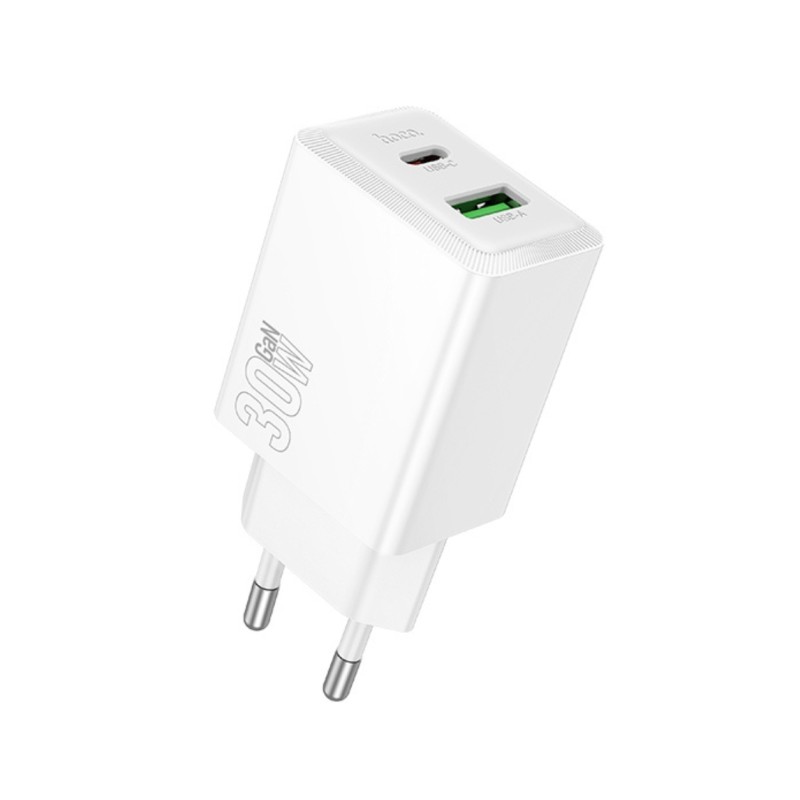 HOCO 220V 30W, GaN, USB-A + USB-C, Nuevo /white/ - N71