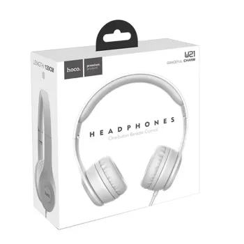 Hoco W21 Ακουστικά Stereo Graceful Charm 3.5mm με Μικρόφωνο Γκρι