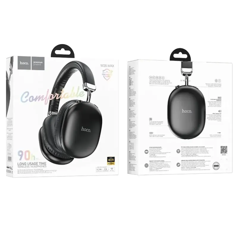 Hoco W35 Max Wireless Ακουστικά Stereo Joy V5.3 800mAh με υποδοχή Micro SD και AUX Μαύρα