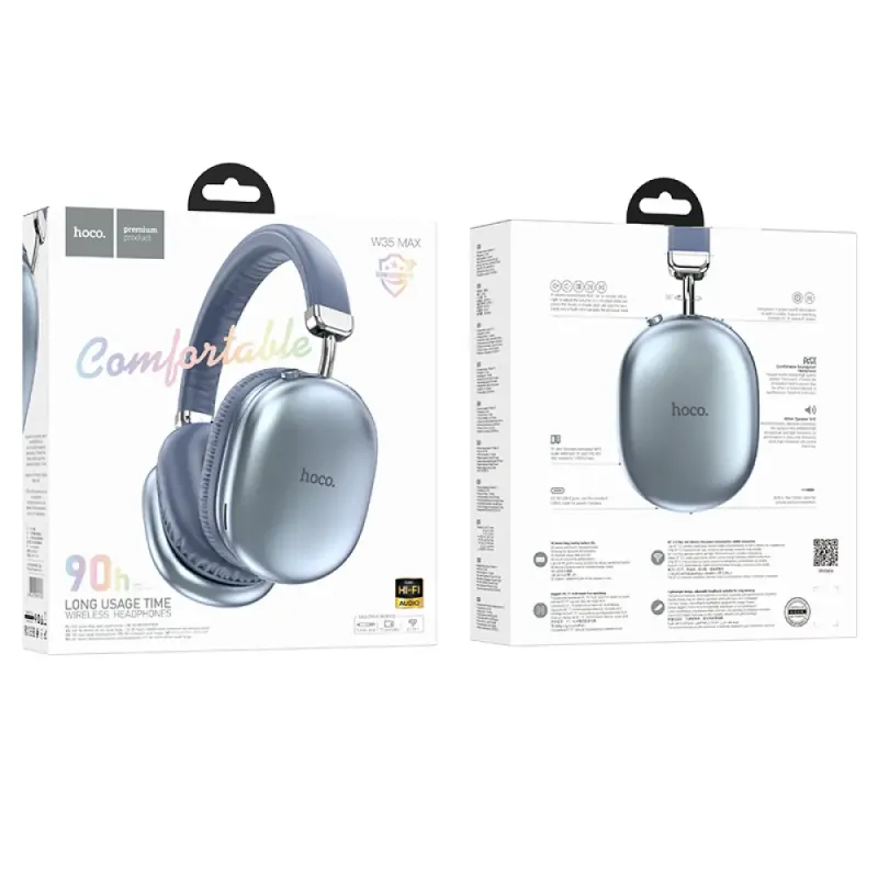 Hoco W35 Max Wireless Ακουστικά Stereo Joy v5.3 800mAh με υποδοχή Micro SD και AUX Μπλε