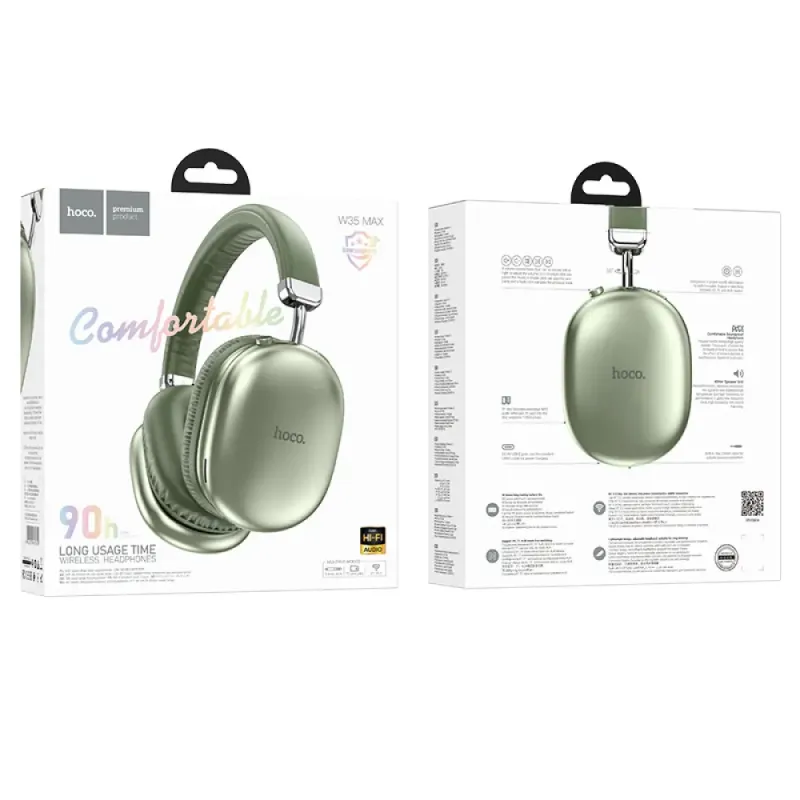 Hoco W35 Max Wireless Ακουστικά Stereo Joy V5.3 800mAh με υποδοχή Micro SD και AUX Πράσινα