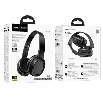 Hoco W46 Wireless Ακουστικά Stereo Charm V5.3 200mAh AUX Μαύρα