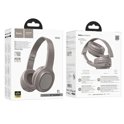 Hoco W46 Wireless Ακουστικά Stereo Charm V5.3 200mAh AUX Καφέ