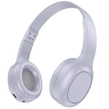 Hoco W46 Wireless Ακουστικά Stereo Charm V5.3 200mAh AUX Light Blue Gray