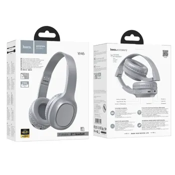 Hoco W46 Wireless Ακουστικά Stereo Charm V5.3 200mAh AUX Light Blue Gray