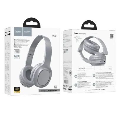 Hoco W46 Wireless Ακουστικά Stereo Charm V5.3 200mAh AUX Light Blue Gray