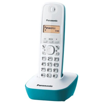 Ασύρματο Ψηφιακό Τηλέφωνο Panasonic KX-TG1611GRC Λευκό-Τυρκουάζ με Αναγνώριση Κλήσης, Λειτουργία Αφύπνισης και Φωτιζόμενη Οθόνη