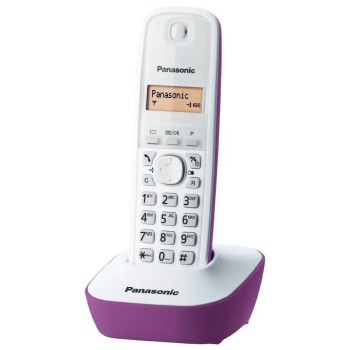 Ασύρματο Ψηφιακό Τηλέφωνο Panasonic KX-TG1611GRF Λευκό-Μώβ με Αναγνώριση Κλήσης, Λειτουργία Αφύπνισης και Φωτιζόμενη Οθόνη