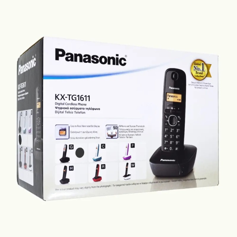 Ασύρματο Ψηφιακό Τηλέφωνο Panasonic KX-TG1611GRG Μαύρο-Ασημί με Αναγνώριση Κλήσης, Λειτουργία Αφύπνισης και Φωτιζόμενη Οθόνη