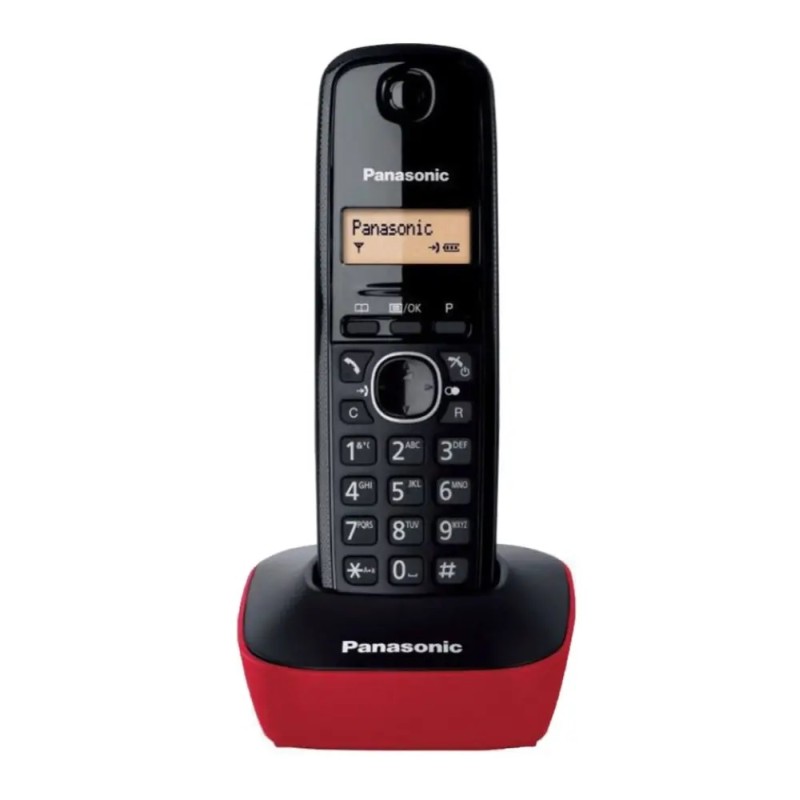 Ασύρματο Ψηφιακό Τηλέφωνο Panasonic KX-TG1611GRR Μαύρο-Κόκκινο με Αναγνώριση Κλήσης, Λειτουργία Αφύπνισης και Φωτιζόμενη Οθόνη