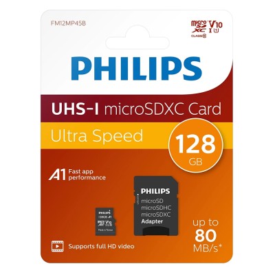 Philips MicroSD+adapter class10 UHS1 128GB