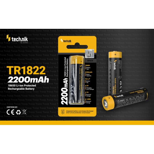 Technik Επαναφορτιζόμενη Μπαταρία 18650 TR1822 2200mAh 3,7V B1