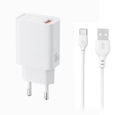 XO L159 QC 18W Φορτιστής Γρήγορης Φόρτισης USB-A με Καλώδιο Type-C