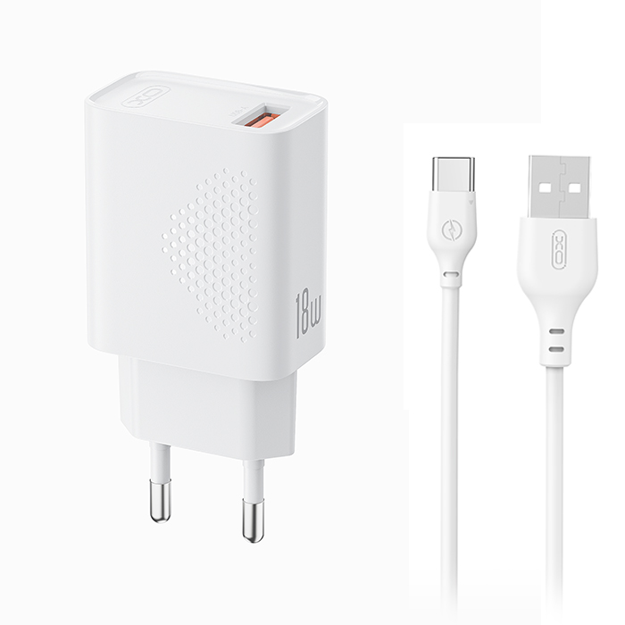 XO L159 QC 18W Φορτιστής Γρήγορης Φόρτισης USB-A με Καλώδιο Type-C