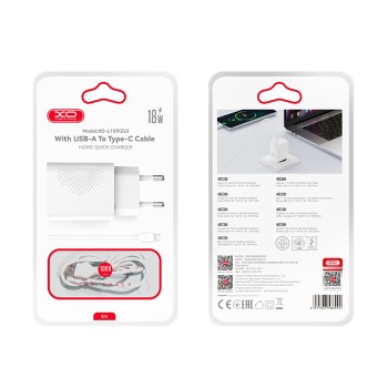 XO L159 QC 18W Φορτιστής Γρήγορης Φόρτισης USB-A με Καλώδιο Type-C