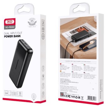 XO PB302 powerbank with led screen, 20000mAh, black