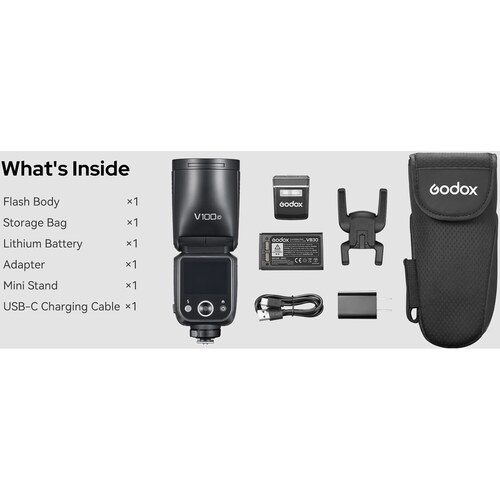 Godox V 100 F – Round Head TTL Flash για Fuji μηχανές με μπαταρία λιθίου