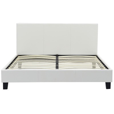 Κρεβάτι Nevil pakoworld 150x200 PU χρώμα λευκό ματ