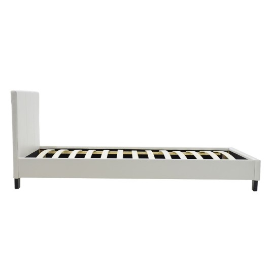 Κρεβάτι Nevil pakoworld 100x200 PU χρώμα λευκό ματ