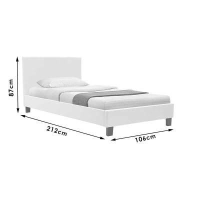 Κρεβάτι Nevil pakoworld 100x200 PU χρώμα λευκό ματ