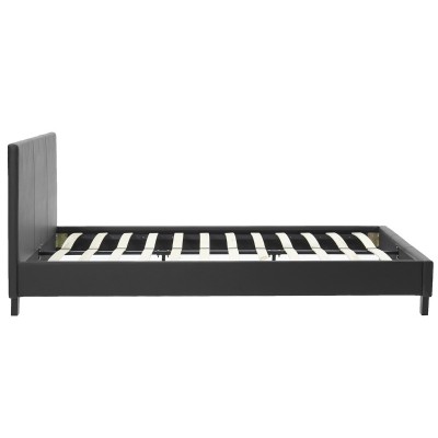 Κρεβάτι Nevil pakoworld 150x200 PU χρώμα μαύρο ματ