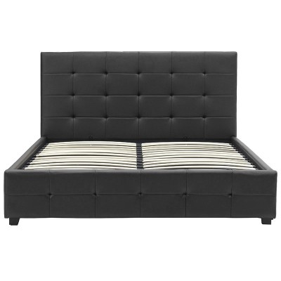 Κρεβάτι Roi pakoworld 160x200 PU μαύρο ματ + αποθηκευτικό χώρο