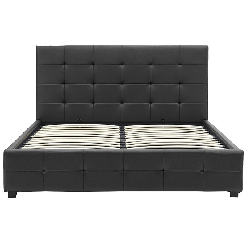 Κρεβάτι Roi pakoworld 160x200 PU μαύρο ματ + αποθηκευτικό χώρο