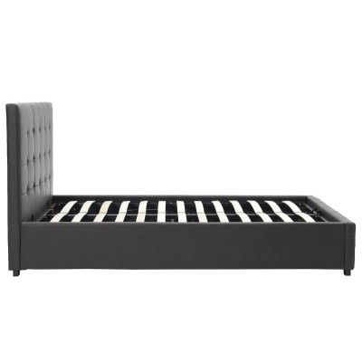 Κρεβάτι Roi pakoworld 160x200 PU μαύρο ματ + αποθηκευτικό χώρο