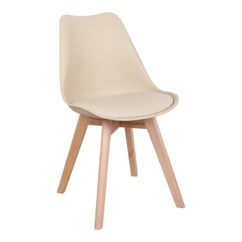 Καρέκλα Gaston pakoworld PP-PU taupe απόχρωση- φυσικό πόδι 43x51x75εκ
