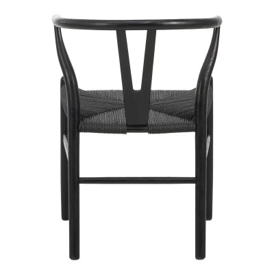 Καρέκλα Wishbone pakoworld rubberwood-σχοινί σε μαύρη απόχρωση 53.5x57x74εκ
