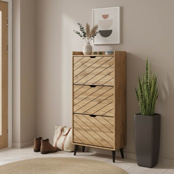 Παπουτσοθήκη Thelma pakoworld 12 ζεύγων oak 60x23.8x131.6εκ