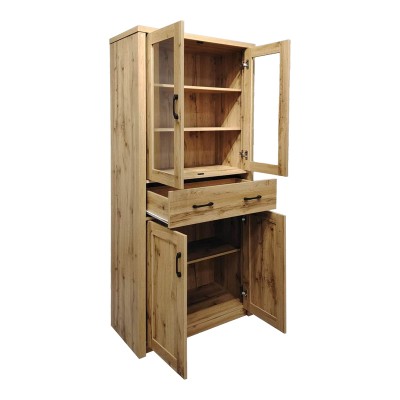Βιτρίνα-ντουλάπα Nisso pakoworld σε oak απόχρωση 80x40x183.5εκ