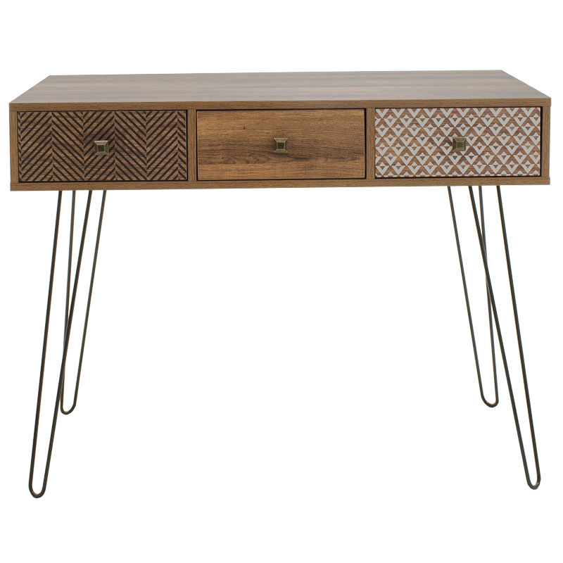 Κονσόλα Boho pakoworld καρυδί με μεταλλικά πόδια 100x50,5x74,5εκ