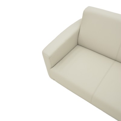 Καναπές τριθέσιος Sidica pakoworld PU σε εκρού απόχρωση 185x82x81εκ
