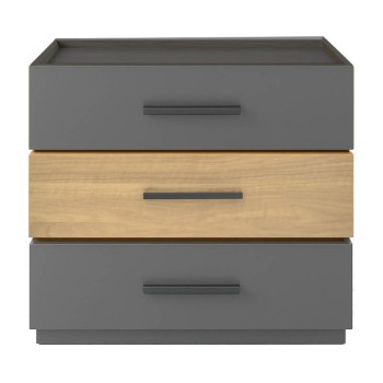 Κομοδίνο Sonlen pakoworld mdf σε sonoma-ανθρακί απόχρωση 60x40x66εκ