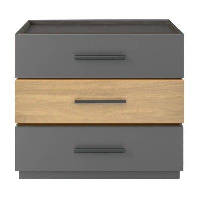 Κομοδίνο Sonlen pakoworld mdf σε sonoma-ανθρακί απόχρωση 60x40x66εκ