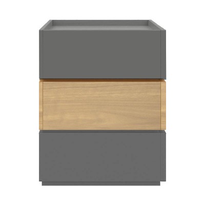 Κομοδίνο Sonlen pakoworld mdf σε sonoma-ανθρακί απόχρωση 60x40x66εκ
