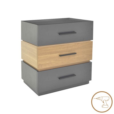 Κομοδίνο Sonlen pakoworld mdf σε sonoma-ανθρακί απόχρωση 60x40x66εκ