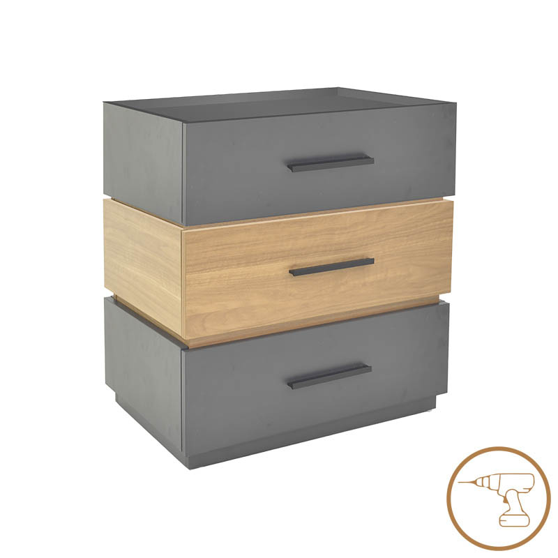 Κομοδίνο Sonlen pakoworld mdf σε sonoma-ανθρακί απόχρωση 60x40x66εκ